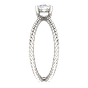 Cubic Zirconia Engagement Ring- The Zaylee (Customizable Oval Cut Solitaire with Wide Rope-Braiding "X" Split Band)