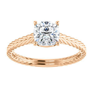 CZ Wedding Set, featuring The Florence engagement ring (Customizable Cathedral-set Cushion Cut Solitaire with Vintage Braided Metal Band)