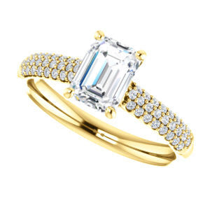 Cubic Zirconia Engagement Ring- The Roxy Edith (Customizable Radiant Cut Center with Stackable Triple Pavé Band)