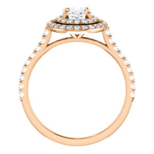 CZ Wedding Set, featuring The Alexandra engagement ring (Customizable Oval Cut Double Halo Center with U-Pave and Pavé  Band)
