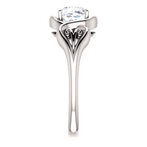 Cubic Zirconia Engagement Ring- The Bentley (Customizable Cushion Cut Solitaire with Wide Tapered Band and Side Engraving Motif)