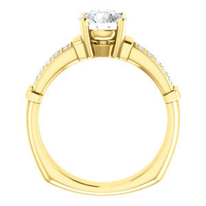 Cubic Zirconia Engagement Ring- The Rachana (Customizable Round Cut Design with Wide Split-Pavé Band and Euro Shank)