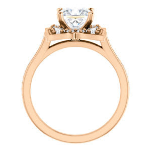 Cubic Zirconia Engagement Ring- The Lucinda (Customizable Princess Cut Halo-Clover Style with Thin Pavé Band)