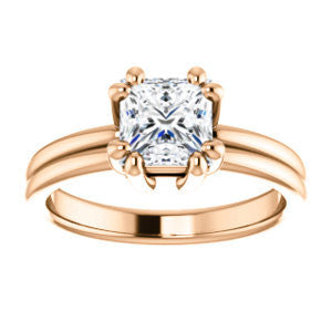 CZ Wedding Set, featuring The Marnie engagement ring (Customizable Princess Cut Solitaire with Grooved Band)