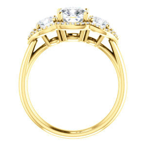 Cubic Zirconia Engagement Ring- The Camila (Customizable Cushion Cut Enhanced 3-stone Design with Halos)