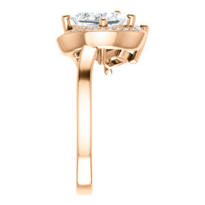 Cubic Zirconia Engagement Ring- The Lupita (Customizable Enhanced 2-stone Asymmetrical Princess Cut Design with Semi-Halo)