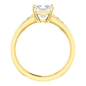Cubic Zirconia Engagement Ring- The Noa (Customizable Princess Cut Center featuring Tapered Band with Round Channel Accents)