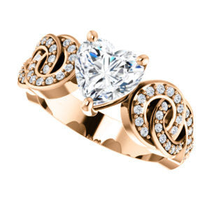 Cubic Zirconia Engagement Ring- The Myra (Customizable Heart Cut Split-Band Knots)