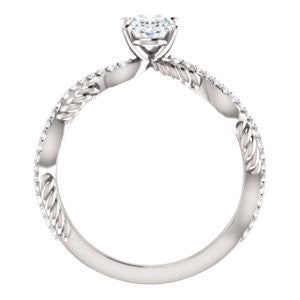 CZ Wedding Set, featuring The Janneth engagement ring (Customizable Oval Cut Design with Twisting Rope-Pavé Split Band)