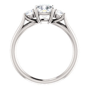 Cubic Zirconia Engagement Ring- The Mahlia (Customizable 3-stone Design with Cushion Cut Center, Round Accents and Split Band)
