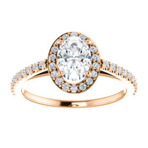 Cubic Zirconia Engagement Ring- The Monique (Customizable Oval Cut Cathedral-Halo with Thin Pave-Band)