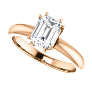 Cubic Zirconia Engagement Ring- The Ziitlaly (Customizable Emerald Cut Solitaire with High Basket)