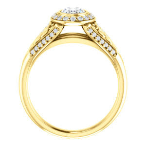 Cubic Zirconia Engagement Ring- The Tisha (Customizable Bezel-Halo Oval Cut Design with Wide Filigree & Accent Band)
