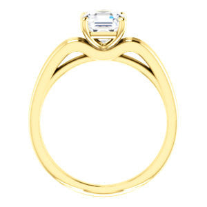 Cubic Zirconia Engagement Ring- The Therese (Customizable Asscher Cut Solitaire with Column Motif Double-Grooved-Band)