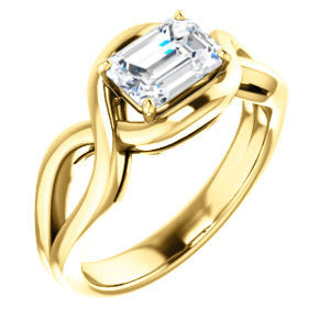 Cubic Zirconia Engagement Ring- The Maude (Customizable Cathedral-raised Radiant Cut Solitaire with Ribboned Split Band)