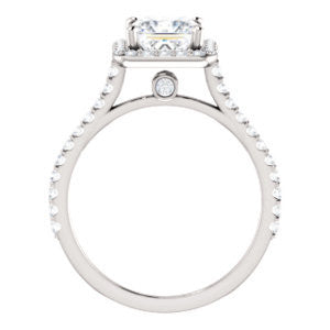 Cubic Zirconia Engagement Ring- The Bailey (Customizable Cathedral-set Princess Cut Design with Halo, Thin Pavé Band and Floating Peekaboo)