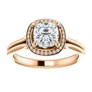 Cubic Zirconia Engagement Ring- The Jaci (Customizable Cathedral-set Cushion Cut Design with Split-Band and Halo Accents)