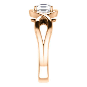 Cubic Zirconia Engagement Ring- The Maude (Customizable Cathedral-raised Asscher Cut Solitaire with Ribboned Split Band)
