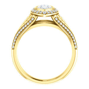 Cubic Zirconia Engagement Ring- The Mary Jane (Customizable Bezel-Halo Marquise Cut Design with Wide Filigree & Accent Band)