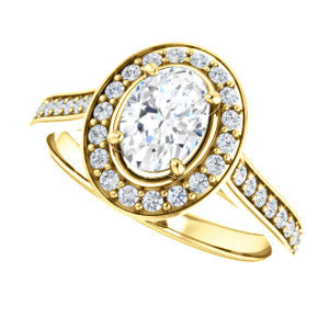 Cubic Zirconia Engagement Ring- The Lorie Ella (Customizable Artisan-Cathedral Oval Cut with Halo and Pavé Accents)