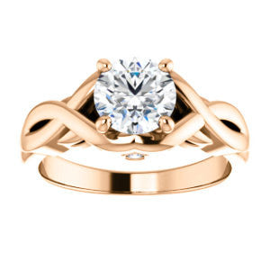 Cubic Zirconia Engagement Ring- The Lakshmi (Customizable Cathedral-set Round Cut Style with Twisting Split Band & Peekaboo Accents)