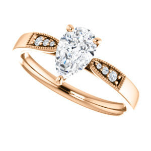 Cubic Zirconia Engagement Ring- The Ruth (Customizable 7-stone Pear Cut Style with Vintage Filigree)
