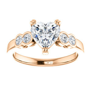 Cubic Zirconia Engagement Ring- The Yucsin (Customizable Heart Cut Five-stone Design with Round Bezel Accents)