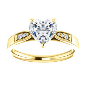 Cubic Zirconia Engagement Ring- The Ruth (Customizable 7-stone Heart Cut Style with Vintage Filigree)