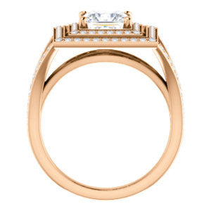 Cubic Zirconia Engagement Ring- The Miriam (Double Halo Ultra-Wide Split Pavé Band with Customizable Princess Cut Center)