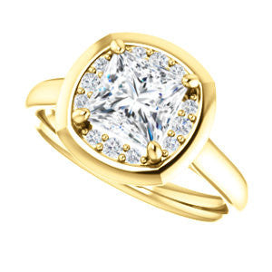 Cubic Zirconia Engagement Ring- The Kajal (Princess Cut Tapered Faux Bezel Halo)