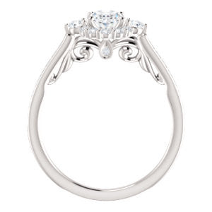 Cubic Zirconia Engagement Ring- The Oceane (Customizable Oval Cut Design with Raised Decorative-Peekaboo Trellis, Halo and Thin Pavé Band)