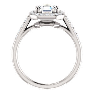 Cubic Zirconia Engagement Ring- The Julie Madison (Customizable Asscher Cut Style with Halo and Round Cut Journey-Style Band Accents)