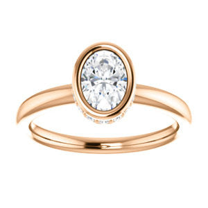 Cubic Zirconia Engagement Ring- The Zakiya (Customizable Bezel-set Oval Cut Design with Filigree Fleur-de-Lis Trellis & Under-Halo Accents)