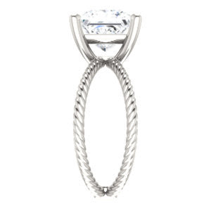 Cubic Zirconia Engagement Ring- The Zaylee (Customizable Princess Cut Solitaire with Wide Rope-Braiding "X" Split Band)