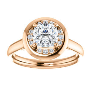 Cubic Zirconia Engagement Ring- The Kajal (Cushion Cut Tapered Faux Bezel Halo)