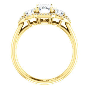 Cubic Zirconia Engagement Ring- The Camila (Customizable Emerald Cut Enhanced 3-stone Design with Halos)