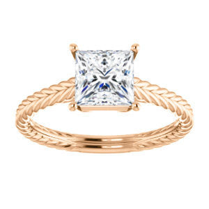 CZ Wedding Set, featuring The Florence engagement ring (Customizable Cathedral-set Princess Cut Solitaire with Vintage Braided Metal Band)