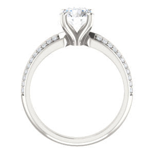 Cubic Zirconia Engagement Ring- The Layla (Customizable Round Cut Design with Segmented Double-Pavé Band)