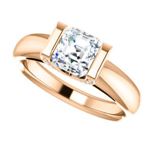 CZ Wedding Set, featuring The Tory engagement ring (Customizable Cathedral-style Bar-set Asscher Cut Ring with Prong Accents)