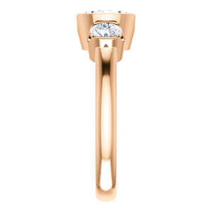 Cubic Zirconia Engagement Ring- The Lula (Customizable 3-stone Bezel Design with Oval Cut Center and Round Cut Accents)
