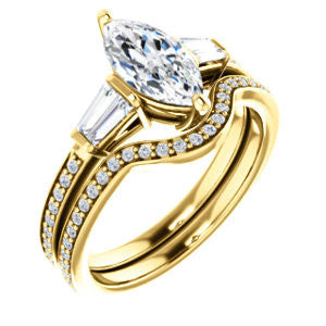 Cubic Zirconia Engagement Ring- The Bhakti (Customizable Enhanced 5-stone Marquise Cut Design with Thin Pavé Band)