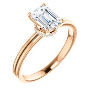 Cubic Zirconia Engagement Ring- The Leslie (Customizable Emerald Cut Setting with Under-Halo Trellis)