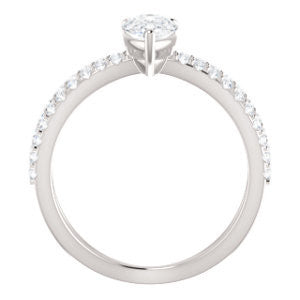 Cubic Zirconia Engagement Ring- The Yasmeen (Customizable Pear Cut Style with Wide X-Split Pavé Band)