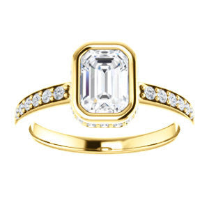 Cubic Zirconia Engagement Ring- The Monaco (Customizable Vintage Radiant Cut Design with Crown-inspired Under-halo Trellis and Pavé Band)