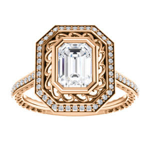 Cubic Zirconia Engagement Ring- The Sydney Ava (Customizable Cathedral-Bezel Radiant Cut Filigreed Design with Halo & Pavé Accents)