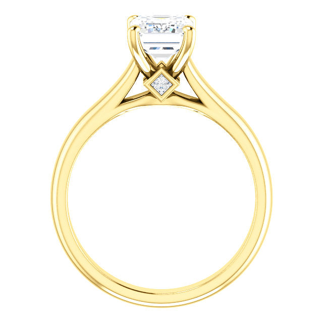 Cubic Zirconia Engagement Ring- The Candice (0.5-4.0 CT Emerald-Cut Cathedral Style Center with Kite-set Square Bezel Peekaboo Accents)