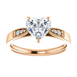 Cubic Zirconia Engagement Ring- The Ruth (Customizable 7-stone Heart Cut Style with Vintage Filigree)