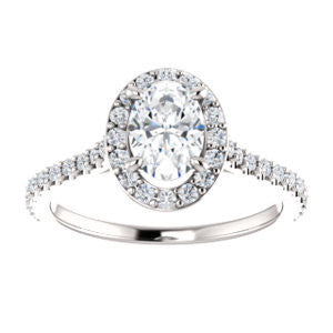 Cubic Zirconia Engagement Ring- The Bailey (Customizable Cathedral-set Oval Cut Design with Halo, Thin Pavé Band and Floating Peekaboo)