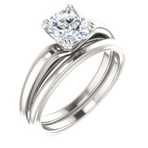 Cubic Zirconia Engagement Ring- The Jodee (Customizable Cathedral-set Round Cut Solitaire with Tapered Band)