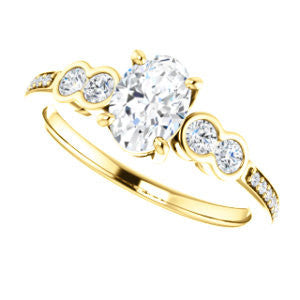 CZ Wedding Set, featuring The Eneroya engagement ring (Customizable Enhanced 5-stone Oval Cut Design with Thin Pavé Band)